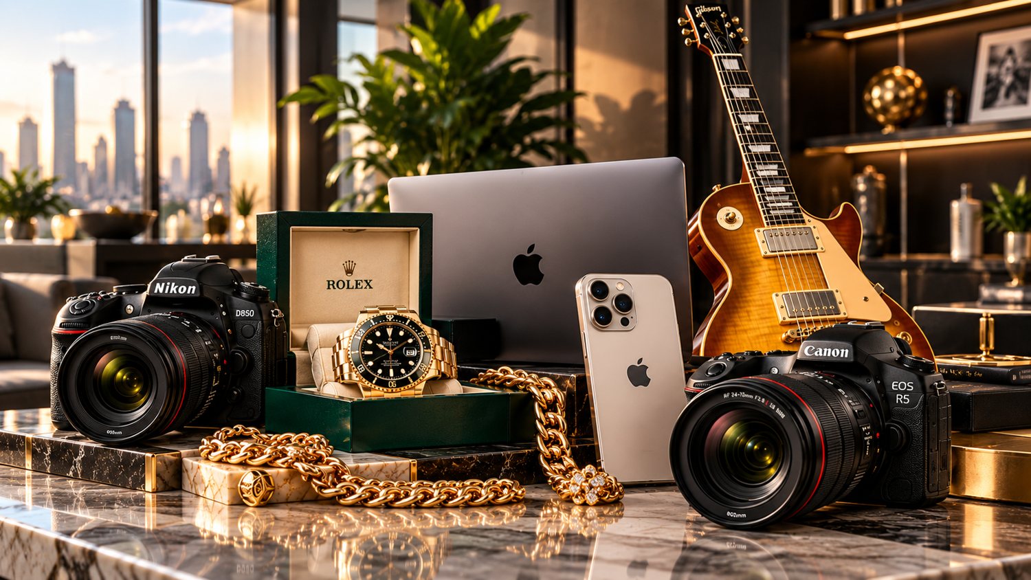Objetos de valor: cámaras, reloj, guitarra, celular y joyas
